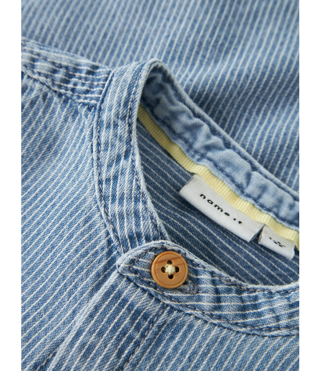 Name it baby 13253406 - NBMLEO STRIPE DNM SS SHIRT 1910-IP  - Light Blue Denim