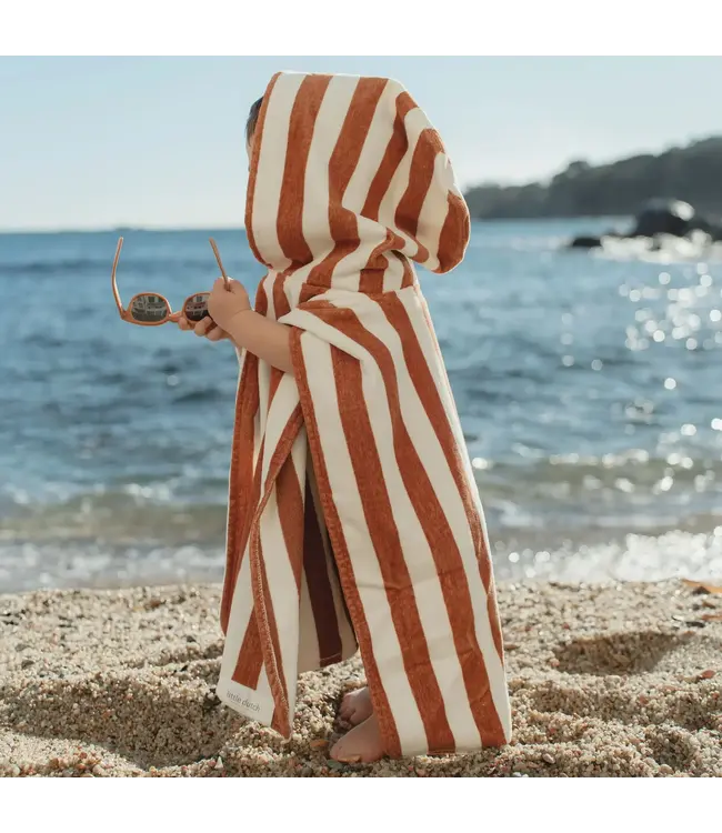 Little Dutch Badponcho - Bruin - Ocean Brown Stripes