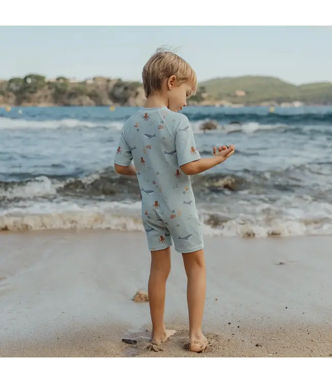 Little Dutch Zwempak korte mouw - Groen - Ocean Friends CL26030206