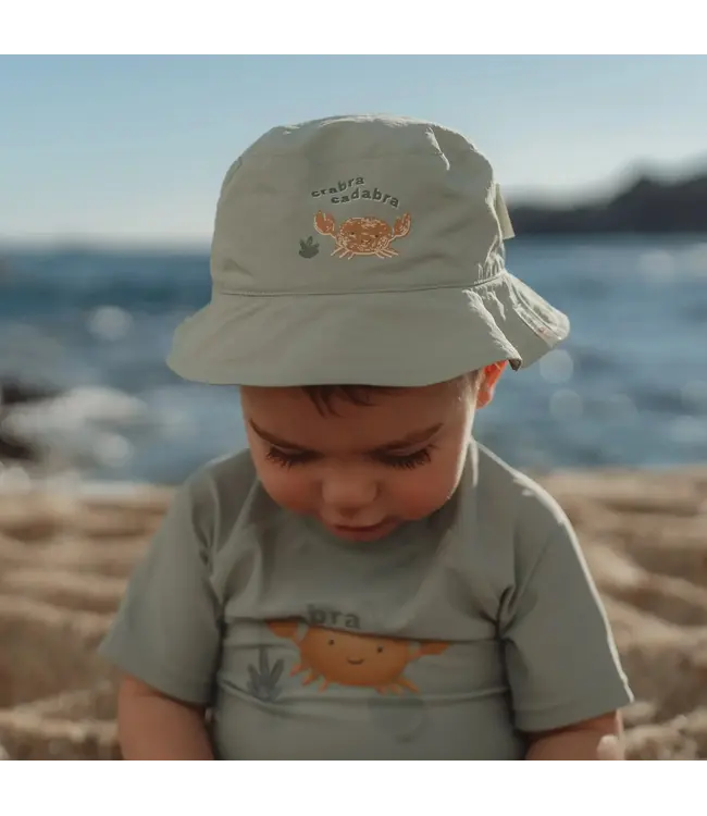 Little Dutch Omkeerbare Bucket hat - Groen - Ocean Surf Stripes