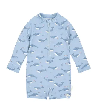 Little Dutch Zwempak lange mouw - UPF 40 - Blauw - Ocean Splash