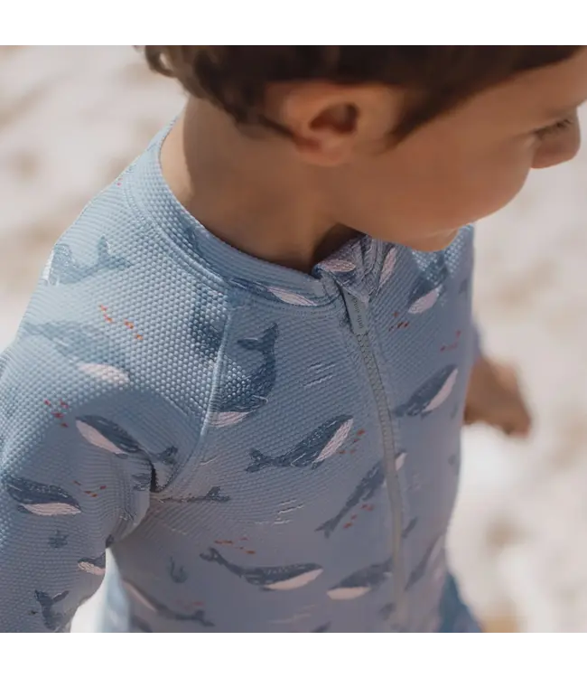 Little Dutch Zwempak lange mouw - UPF 40 - Blauw - Ocean Splash