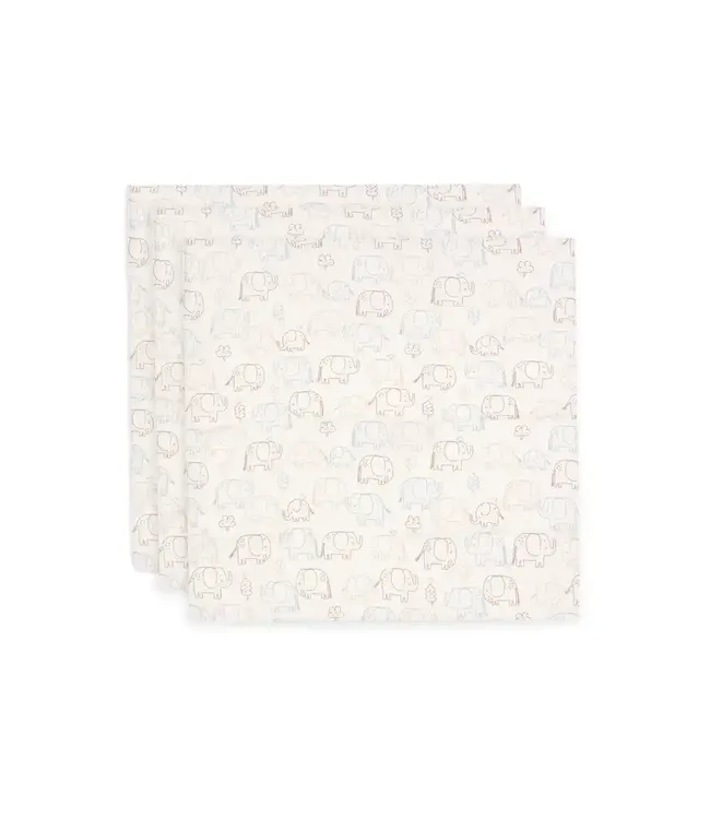 Jollein Hydrofiele Doek Small 70x70cm - Elephant Tales - 3 Stuks