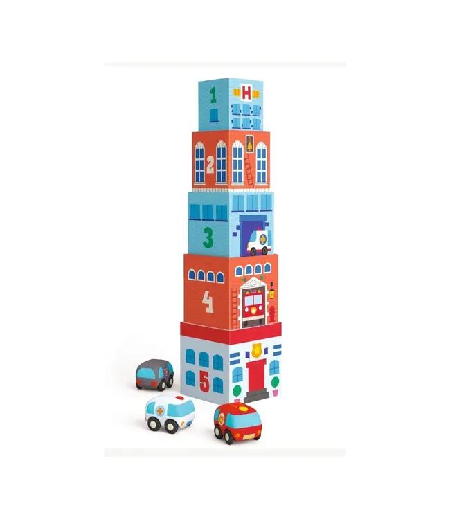 DJECO topanicar - babyblokken auto's en gebouwen