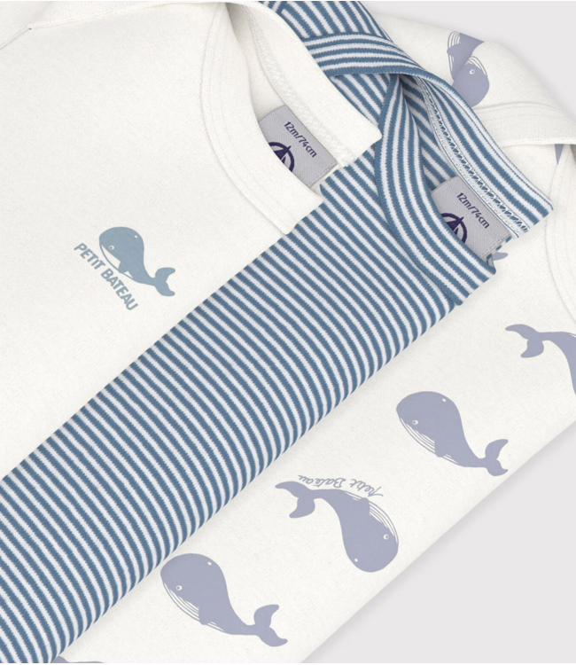 Petit Bateau Setje body'korte mouw walvisprint