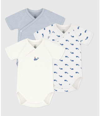 Petit Bateau 3 cross-over ROMPERTJES korte mouw  A0GHM