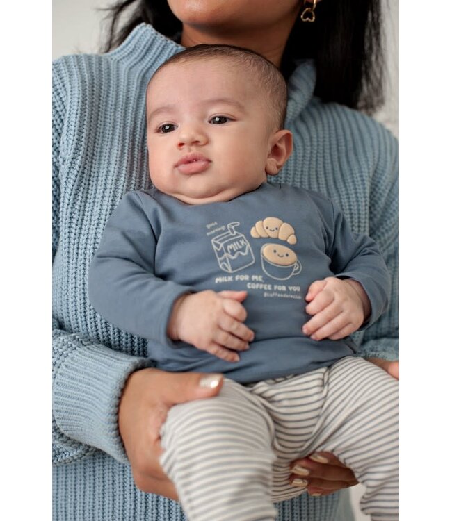 Feetje 52202562 Broek rib met streep - Breakfast Buddy Blauw