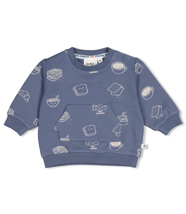 Feetje 51602795 Sweater AOP - Breakfast Buddy Blauw