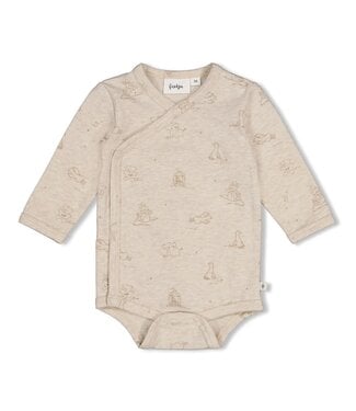 Feetje 50200265 Wikkelromper AOP - The Cuddle Company Taupe melange