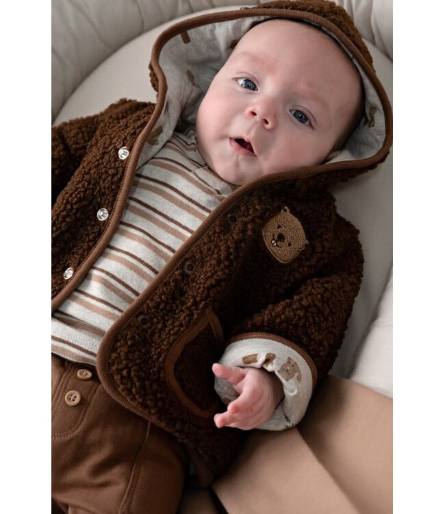 Feetje 51800364 Omkeerbaar teddy jasje met capuchon - Tiny Timber Tales Bruin