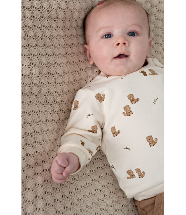 Feetje 51602785 Sweater AOP relaxed fit - Tiny Timber Tales Offwhite