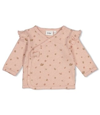 Feetje 51602809 Overslagshirt pointelle rib AOP - Fall in Love Roze melange