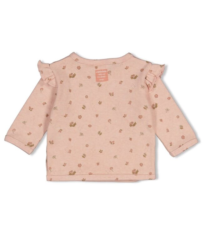 Feetje 51602809 Overslagshirt pointelle rib AOP - Fall in Love Roze melange