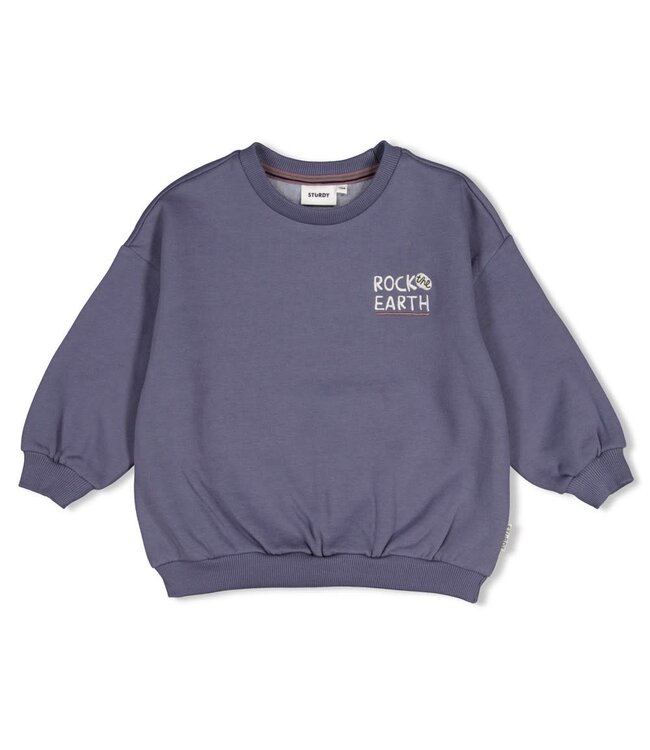 Sturdy 71600682 Sweater met backprint oversized - Rock the Earth Blauw