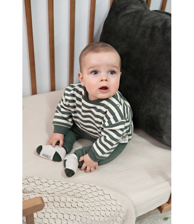 Feetje 51602842 Sweater streep oversized - Wiggle and Waddle Groen