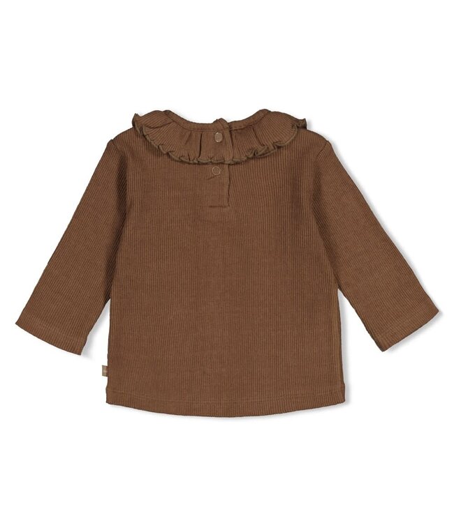 Feetje 51602890 Longsleeve pointelle rib - Lucky Bloombird Bruin