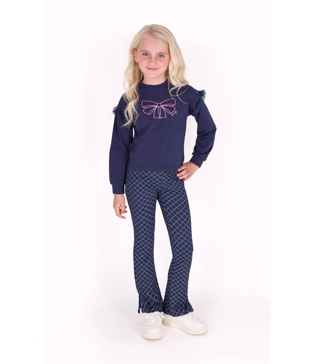 B.NOSY Y607-5637 Priya Flared Pants 155 Navy Smart check