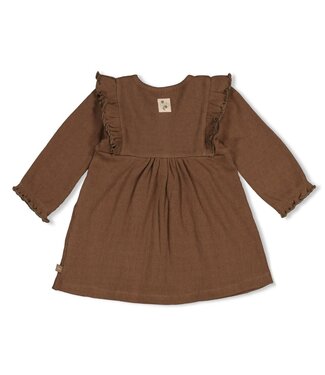 Feetje Jurk pointelle rib AOP -  Lucky Bloombird Bruin