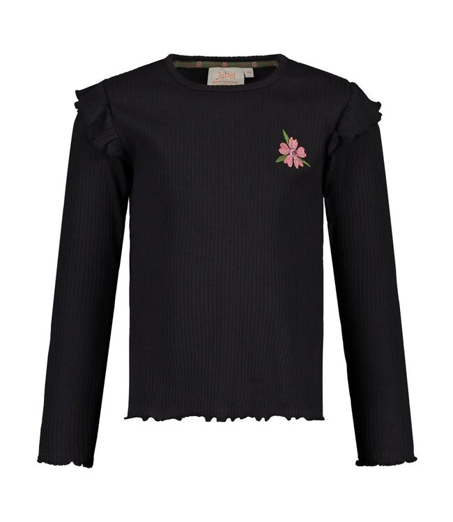 Jubel 91600472 Longsleeve rib - Moon Flowers Antraciet