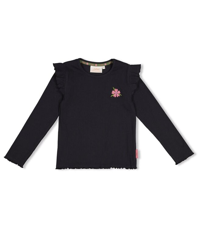 Jubel 91600472 Longsleeve rib - Moon Flowers Antraciet