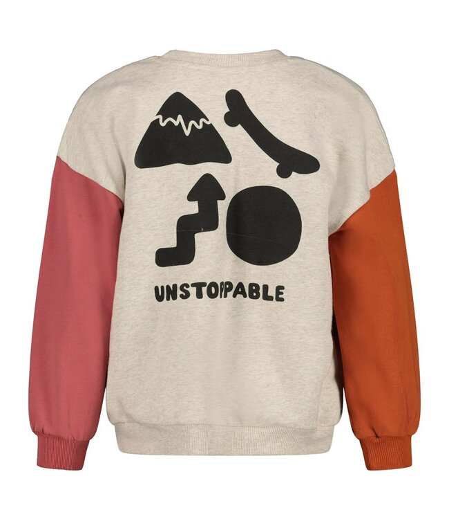 Sturdy 71600666 Sweater met backprint oversized - Mountain top Offwhite melange