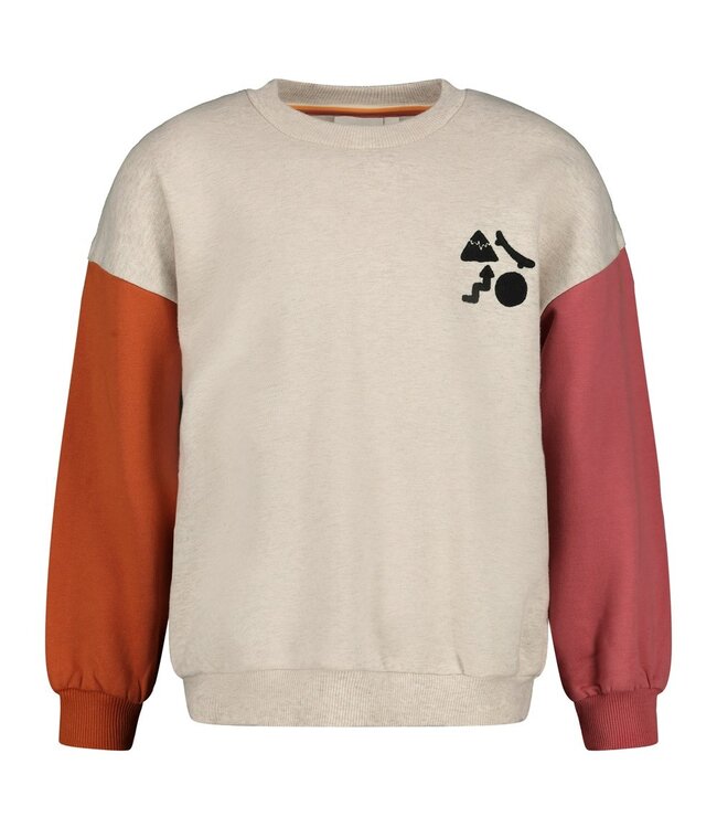 Sturdy 71600666 Sweater met backprint oversized - Mountain top Offwhite melange