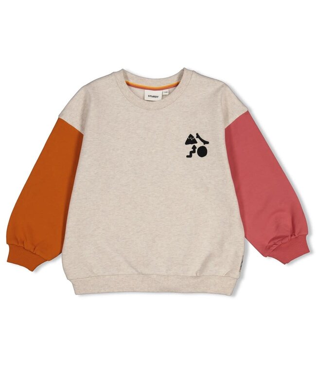 Sturdy 71600666 Sweater met backprint oversized - Mountain top Offwhite melange