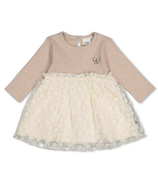 Feetje 51400597 Jurk met geborduurd tule - Dress to Impress Taupe melange