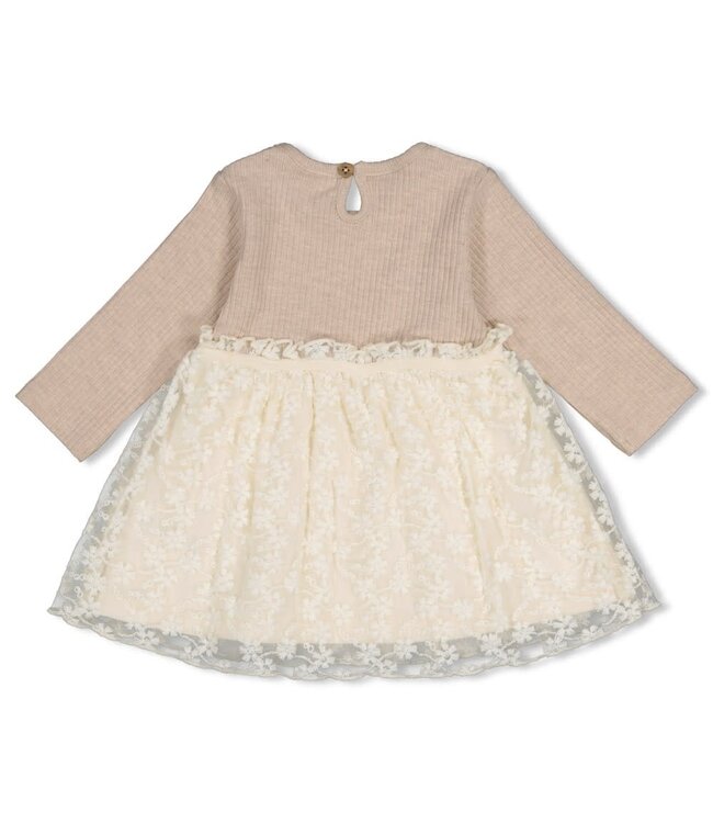Feetje 51400597 Jurk met geborduurd tule - Dress to Impress Taupe melange