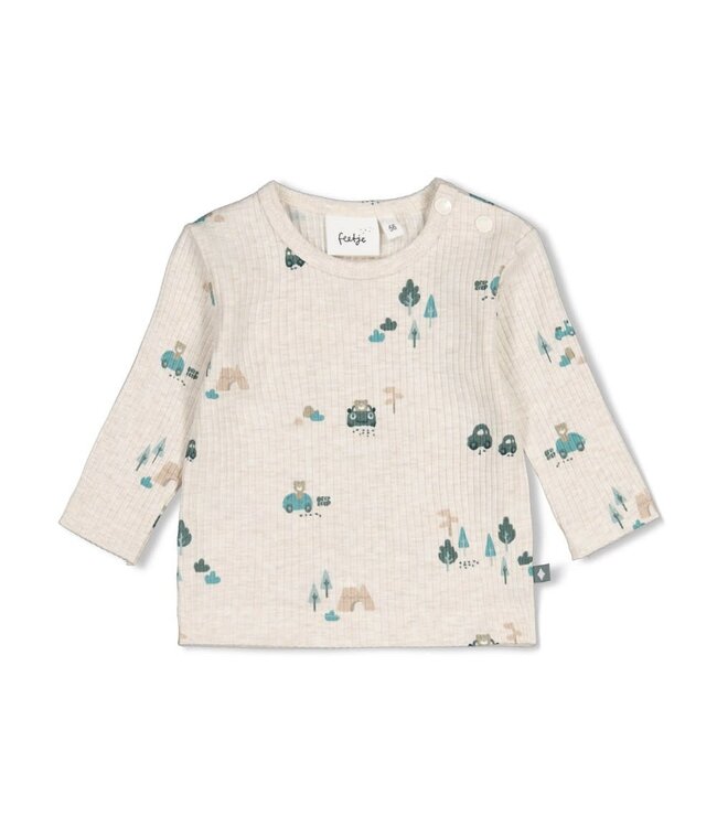 Feetje 51602828 Longsleeve rib AOP - Beep Beep Offwhite melange