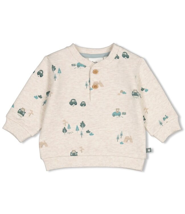 Feetje 51602831 Sweater AOP - Beep Beep Offwhite melange