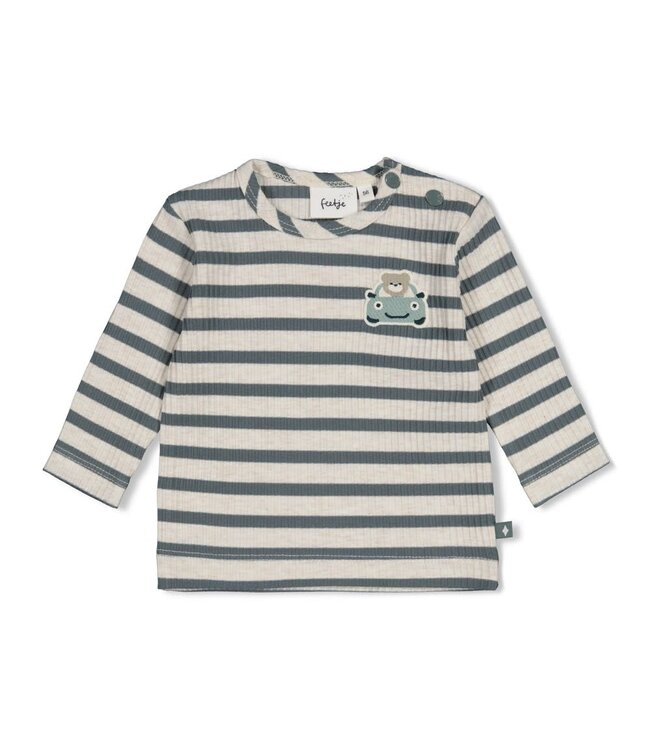 Feetje 51602832 Longsleeve rib met streep - Beep Beep Zeegroen