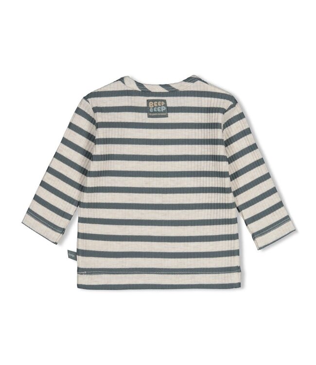 Feetje 51602832 Longsleeve rib met streep - Beep Beep Zeegroen
