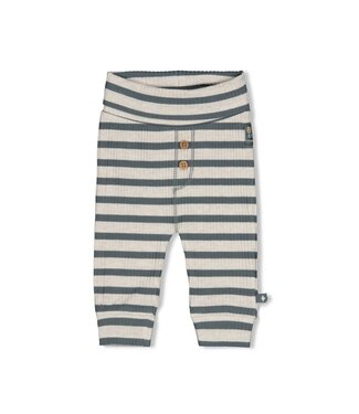 Feetje 52202592 Broek rib met streep - Beep Beep Zeegroen