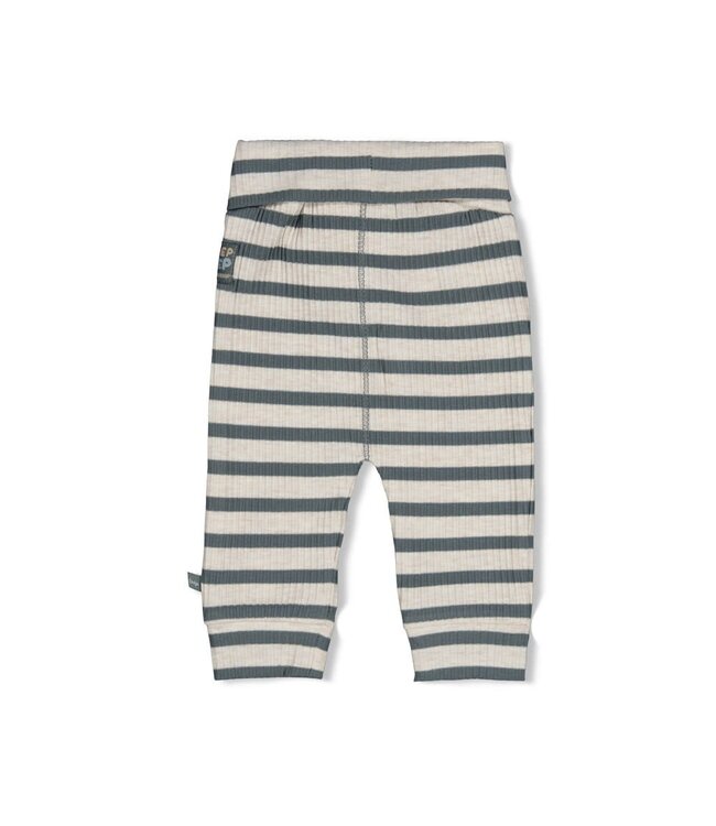 Feetje 52202592 Broek rib met streep - Beep Beep Zeegroen