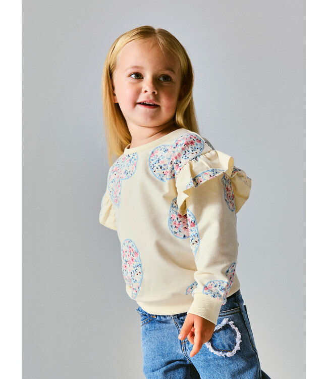 Name it mini NMFKIWILE LS NREG SWEAT Antique White 13258102