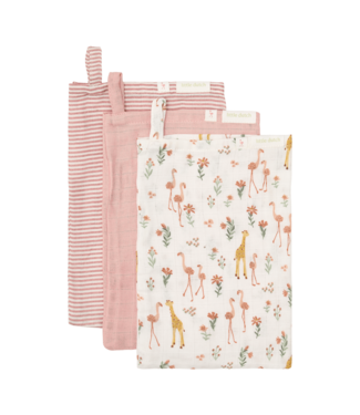 Little Dutch TE50556047 Washandjes - Roze - Blooming Safari