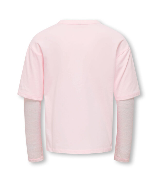 ONLY 15389057 KOGMENA LS LACE TOP CS EX JRS Barely Pink DTM Lace