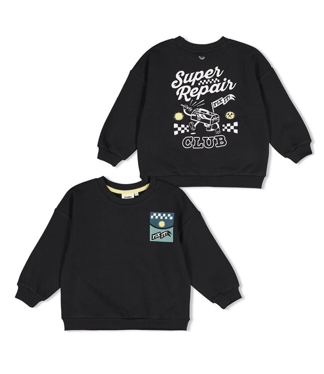 Sturdy 71600689 Sweater met backprint oversized - Fix It Antraciet