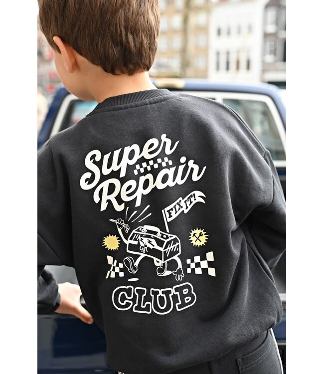 Sturdy 71600689 Sweater met backprint oversized - Fix It Antraciet