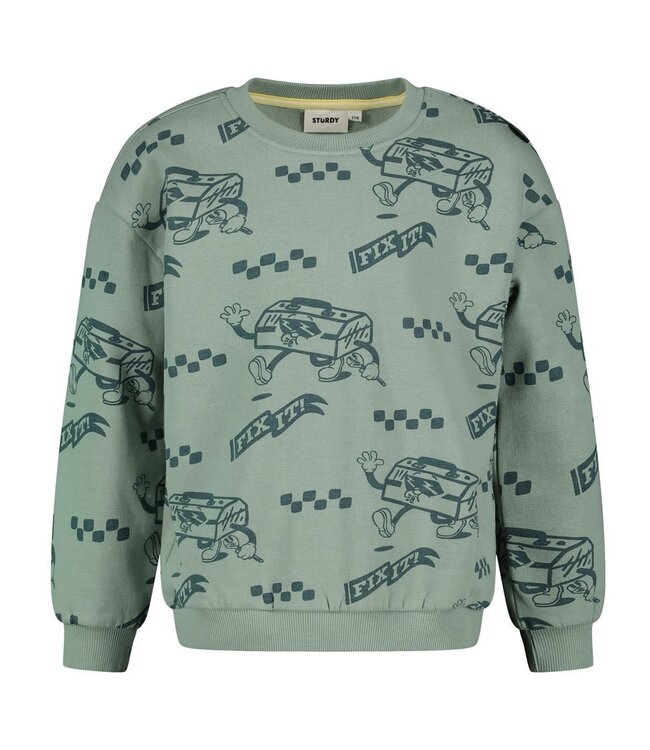 Sturdy 71600690 Sweater AOP relaxed fit - Fix It Jade Groen
