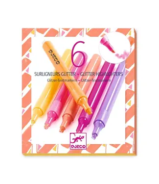 DJECO Set van 6 glitter markeerstiften
