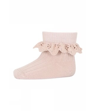 mp Denmark Wool Lea socks with lace rose pink
