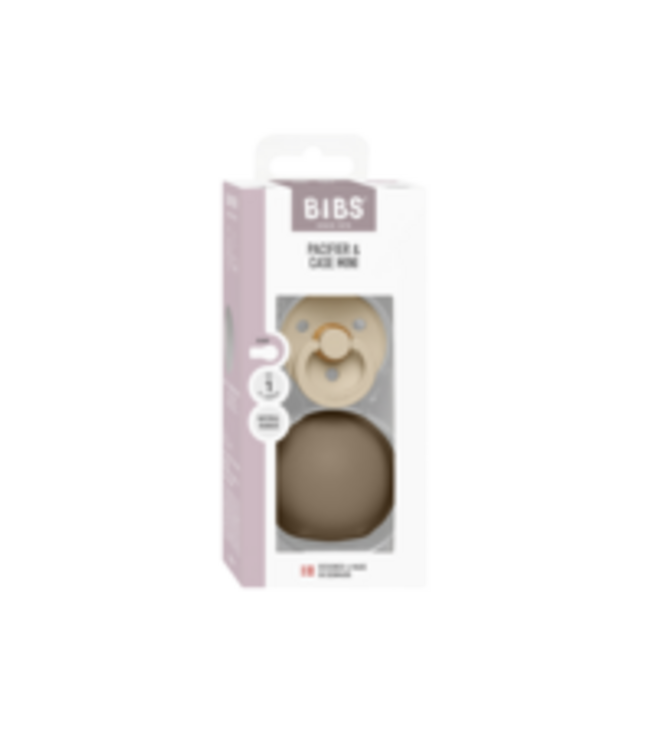 BIBS Colour Latex Vanilla & Pacifier Case Mini Dark Oak