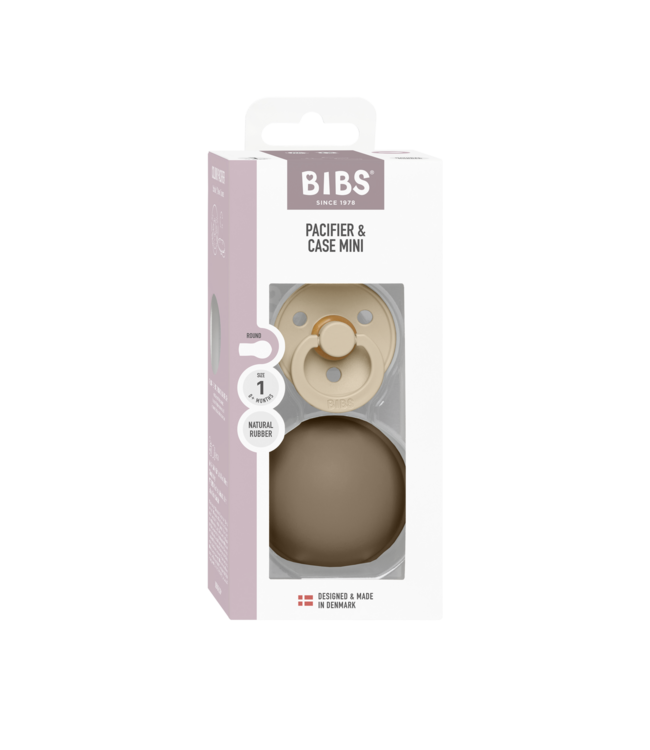 BIBS Colour Latex Vanilla & Pacifier Case Mini Dark Oak