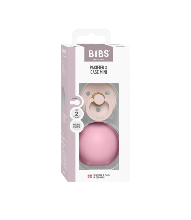 BIBS Colour Latex Petal & Pacifier Case Mini Baby Pink