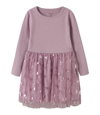 Name it mini Meisjes jurk roze glitter