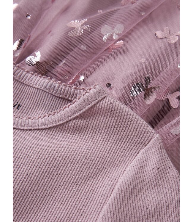 Name it mini 13252963 NMFROSALLY LS DRESS Mauve Shadows