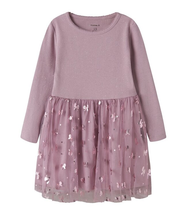 Name it mini 13252963 NMFROSALLY LS DRESS Mauve Shadows