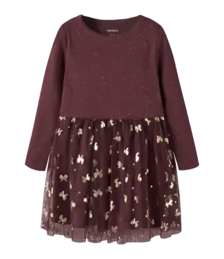 Name it mini Meisjes feestelijke jurk burgundy